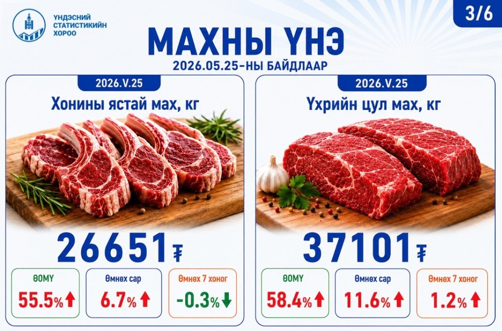 Улаанбаатарт гол нэрийн барааны үнэ өмнөх сараас 4.8 хувиар өсжээ