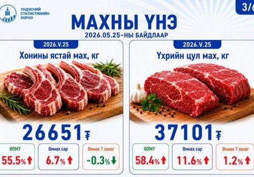 Улаанбаатарт гол нэрийн барааны үнэ өмнөх сараас 4.8 хувиар өсжээ