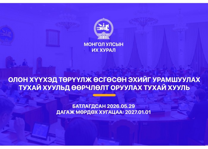 Гэр бүлийн хэрэг шүүхэд хянан шийдвэрлэх тухай хуулиар хүүхдийн дээд ашиг сонирхлыг нэн тэргүүнд хангахыг баталгаажууллаа